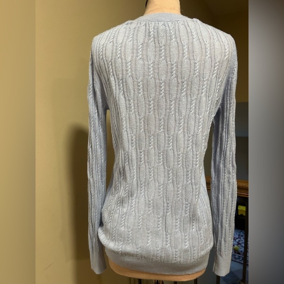 Gap Light Blue Merino Wool Cashmere Blend Cable Knit Sweater Women’s Size Large - Picture 3 of 7